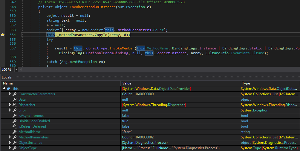 Figure 9: ObjectDataProvider.InvokeMethodOnInstance()